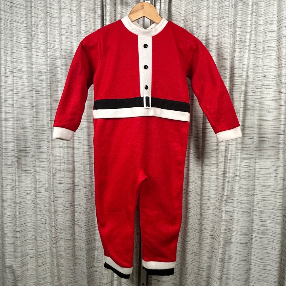 Santa Costume Jumpsuit Red Kids Size Small Handmade Holiday